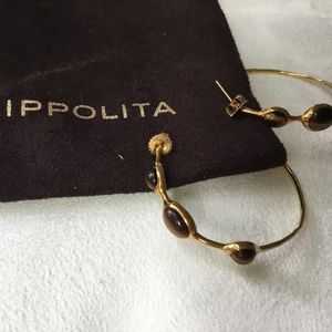 Ippolita 18k Yellow Gold Tigers Eye Hoops